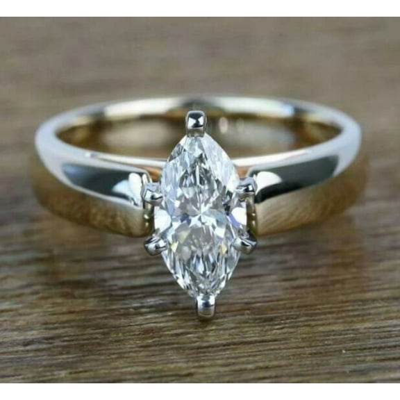 Dainty & Gorgeous Marquise shape Moissanite Ring 2.00 Cts D Color 18K White Gold Plated Ring, Anniversary gift, Engagement Rings Gift For Her