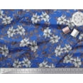 thumbnail image 2 of Soimoi Blue Poly Georgette Fabric Leaves & Lily Floral Print Sewing Fabric Yard 42 Inch Wide, 2 of 3