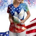 thumbnail image 2 of GEWSEY Scrubs for Women Patriotic Nurse Shirt 4th of July Plus Size V Neck Short Sleeve Scrub Top American Flag Nursing Tops (Blue, M), 2 of 8