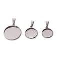 thumbnail image 4 of EeaseMX 20Pcs DIY Colgante de joyería Accesorios Acero inoxidable Ronda Bandejas de joyería Kit de cubiertas para collar de cadena de cuello (Plata 20 mm), 4 of 8