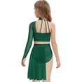 thumbnail image 2 of Nyeemya Kids Girls Lyrical Dance Outfit One Shoulder Sparkly Crop Top with Skirted Leotard Ballet Dress Dark Green 16, 2 of 6