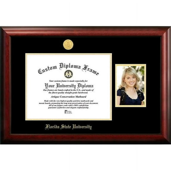 Campus Images FL985PGED-1411 14 x 11 in. Florida State University Gold Embossed Diploma Frame with 5 x 7 in. Portrait - Satin Mahogany