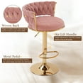 thumbnail image 4 of VECELO Velvet Bar Stools Set of 4, Modern Swivel Adjustable Counter Height Kitchen Bar Chairs with Woven Back for Dining Room Pub Island, Pink, 4 of 11