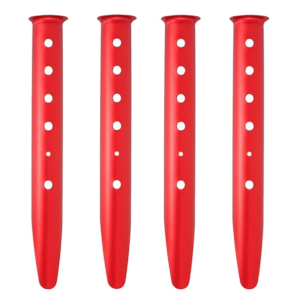 Likrtyny Estacas para campaña para nieve y arena - Clavijas para campaña en forma U aluminio inoxidable (rojo)