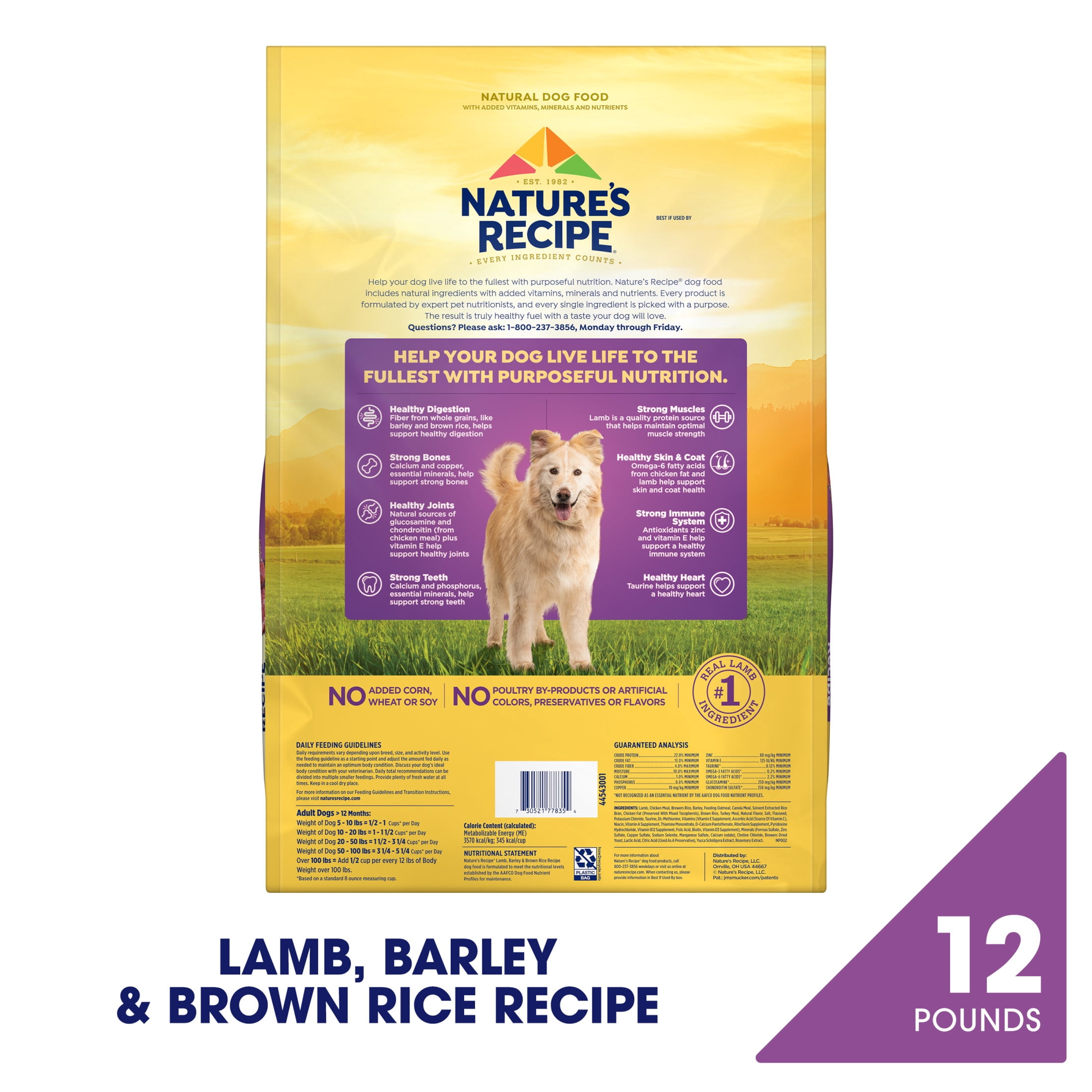 Nature's Recipe Lamb, Barley & Brown Rice Adult Dry Dog Food, 12 lb Bag