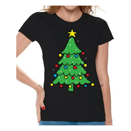 Awkward Styles Christmas Tree Shirt Christmas Shirts for Women Christmas Tree Ugly Christmas T-shirt Merry Christmas Shirt Women's Holiday Top Family Holiday Shirts Christmas Gifts for Her Xmas