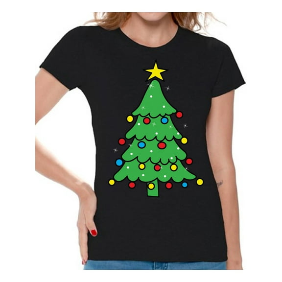 Awkward Styles Christmas Tree Shirt Christmas Shirts for Women Christmas Tree Ugly Christmas T-shirt Merry Christmas Shirt Women's Holiday Top Family Holiday Shirts Christmas Gifts for Her Xmas Party