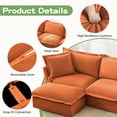 thumbnail image 6 of 120" Upholstered Chenille 3 Seater Cloud Deep Seat Sofa, Slipcovered Sectional Couch with Removable Covers for Living Room,Orange, 6 of 13