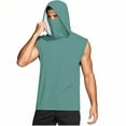 thumbnail image 3 of Xfvqtps Mens Sleeveless Tops with Face Neck Mask Hoodie Pullover Cooling Sun Protection Solid Color Breathable Lightweight Summer Shirts Army Green, 3 of 8