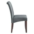 thumbnail image 3 of Parsons Dining Chair with Antique Bronze Nail Heads in Pewter Gray Faux Leather, 3 of 7
