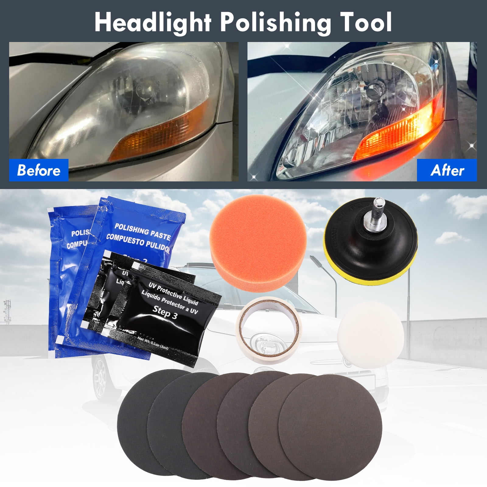 Headlight Restoration Kit Polishing Headlamp Restore DIY Car Light