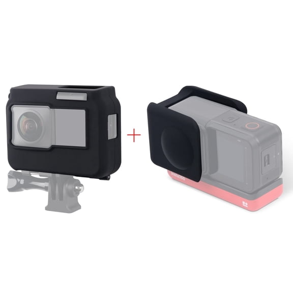 For Insta360 One R Panoramic Camera with Frame Shockproof Silicone Protective Case with Lens Cap