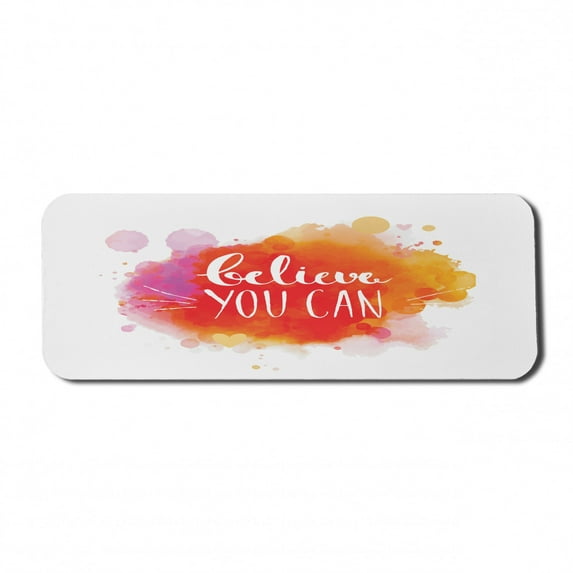 Colorful Computer Mouse Pad, Believe You Can Words on Warm Toned Color Splashes Slogan Design, Rectangle Non-Slip Rubber Mousepad Large, 31" x 12" Gaming Size, Multicolor, by Ambesonne