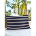 thumbnail image 6 of Outdoor Pillows Waterproof, Navy Blue Striped Bedding Throw Pillows with Insert for Couch Sofa Bed, Farmhouse Country Minimalist Stripes 12x20 Inch Pillowcases Decorative Patio Pillow Set of 1, 6 of 8