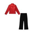 thumbnail image 4 of Hansber Tenue de Danse Moderne Jazz Latin pour Garçons Chemises à Sequins Scintillants avec Pantalons Évasés Rouge 8, 4 of 5