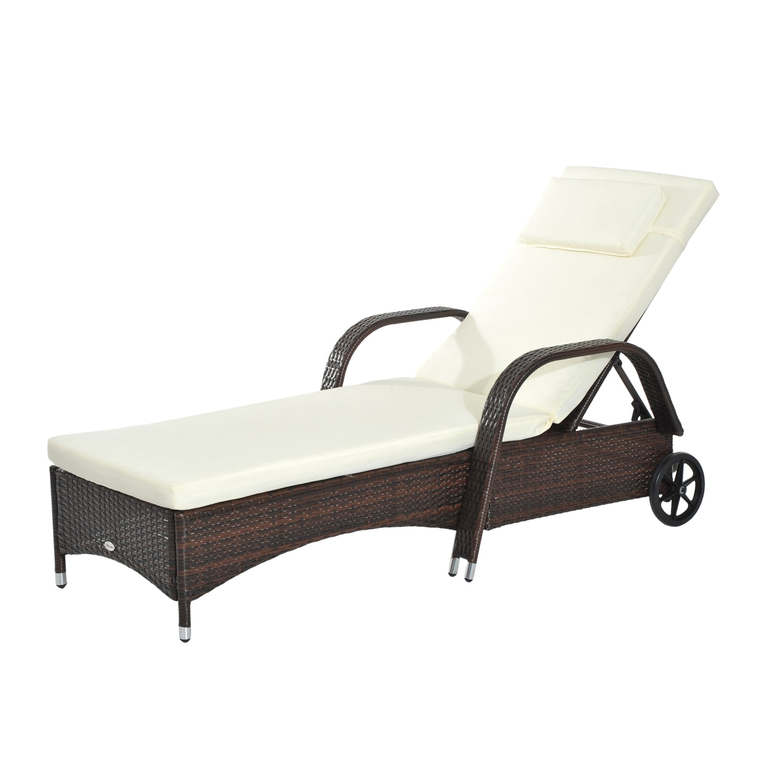 Buy Outsunny Outdoor Rattan Wicker Chaise Lounge Chair, Mixed Brown