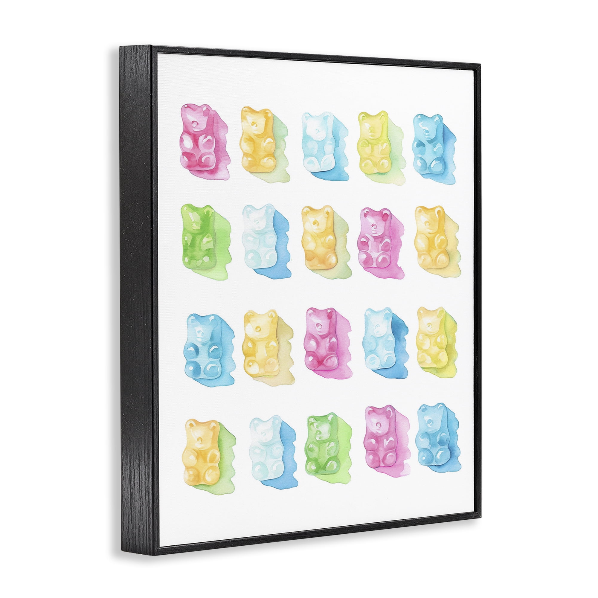 Pastel Candy Bears Collection Black Framed Giclee Art, design by Lil' Rue