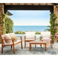 thumbnail image 2 of Devoko 4 Pieces Wood Patio Conversation Set Acacia Outdoor Furniture Set with Cushions and Side Table Beige, 2 of 7