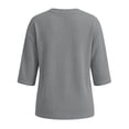 thumbnail image 6 of Naotn 3/4 Sleeve Shirts for Women Summer Casual Solid Color Crew Neck Tops Fall Fashion Loose Holiday Blouses, 6 of 7