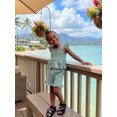 thumbnail image 6 of BemeyourBBs Toddler Baby Girls Summer Clothes Cotton Linen 2 Pieces Outfit Cute Bow Print Flying Sleeve Smocked Tank Tops with Ruffle Shorts Set, 6 of 9