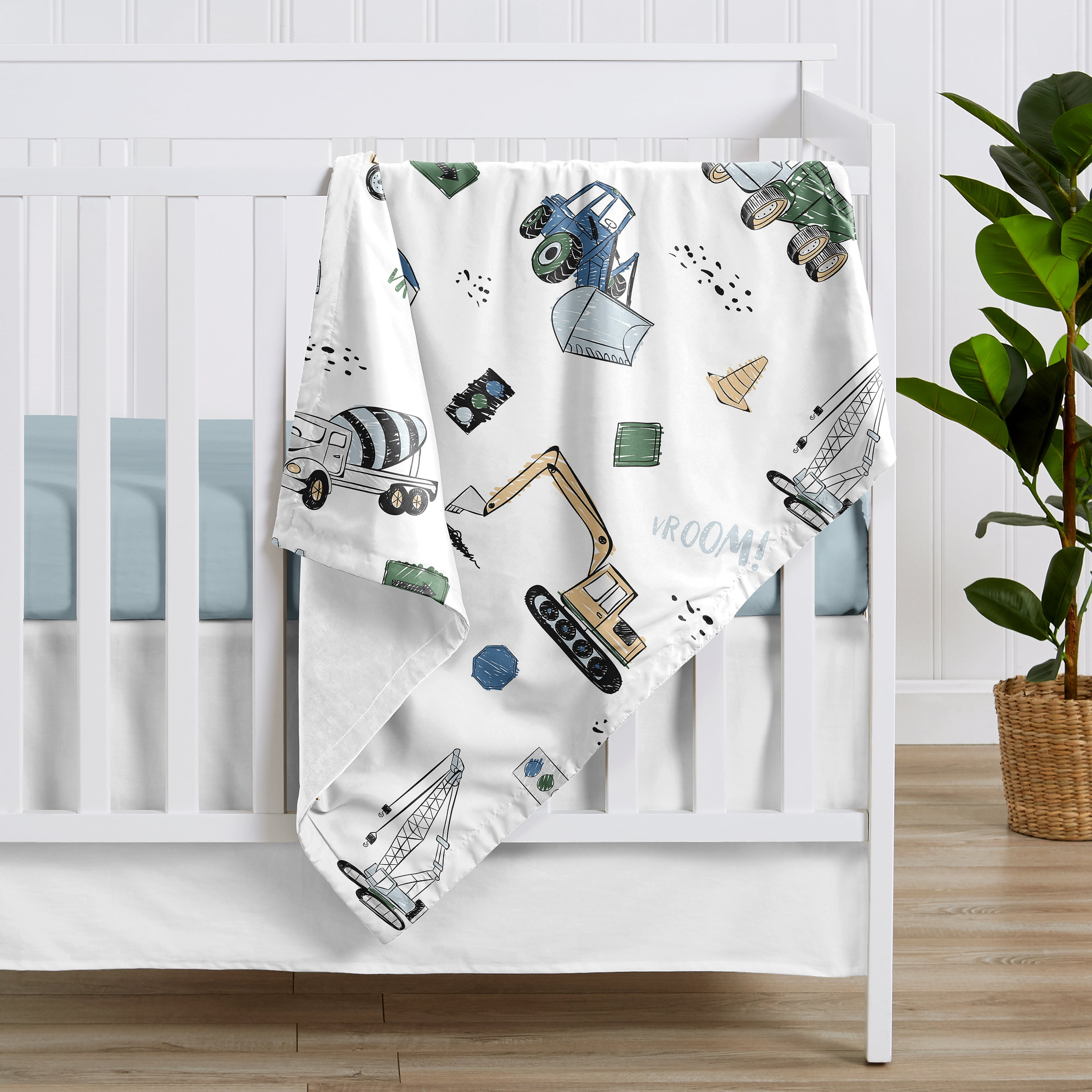 Sweet Jojo Designs Construction Truck Blue Green and Grey Baby Security Blanket