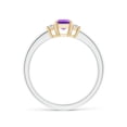 thumbnail image 2 of ANGARA Natural Amethyst and Diamond Three Stone Ring in 14K White & Yellow Gold for Women (Size-6x4mm) | February Birthstone, Birthday, Anniversary, Jewelry Gift for Women | Natural Amethyst Ring, 2 of 9