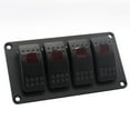 thumbnail image 3 of 4 Gang 5 Pin Rocker Switch Panel, Waterproof On-Off Backlit Toggle Switches for Car Vehicle Trailer Truck SUV Marine Boat ,Ship, , On-Off Panel with LED, 3 of 7