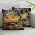 thumbnail image 3 of Orinice Sunset Palm Trees Graphic Decorative Cushion Throw Pillow Cover Pillow Case Summer Pillowcase 1PC 18x18in, 3 of 5