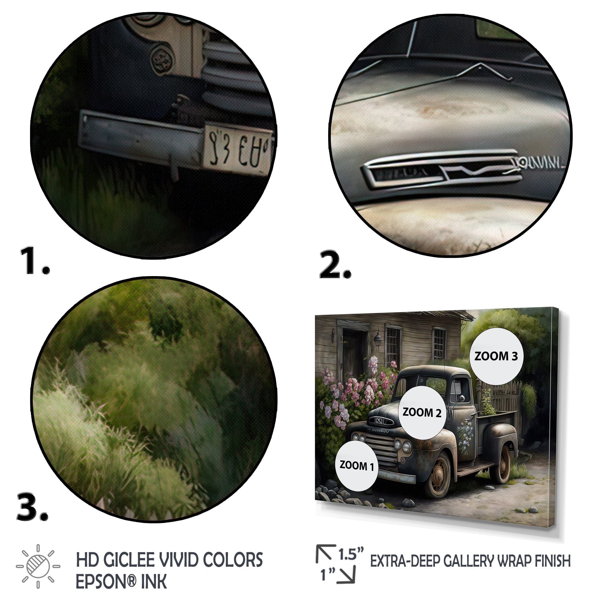 Designart Vintage Car At The Barn Canvas Wall Art