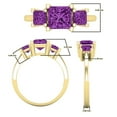 thumbnail image 4 of Dazzlingrock Collection Princess Amethyst 3 Stone Engagement Ring for Women (Color Purple, Clarity Moderately Included) in 10K Yellow Gold, Size 6, 4 of 6