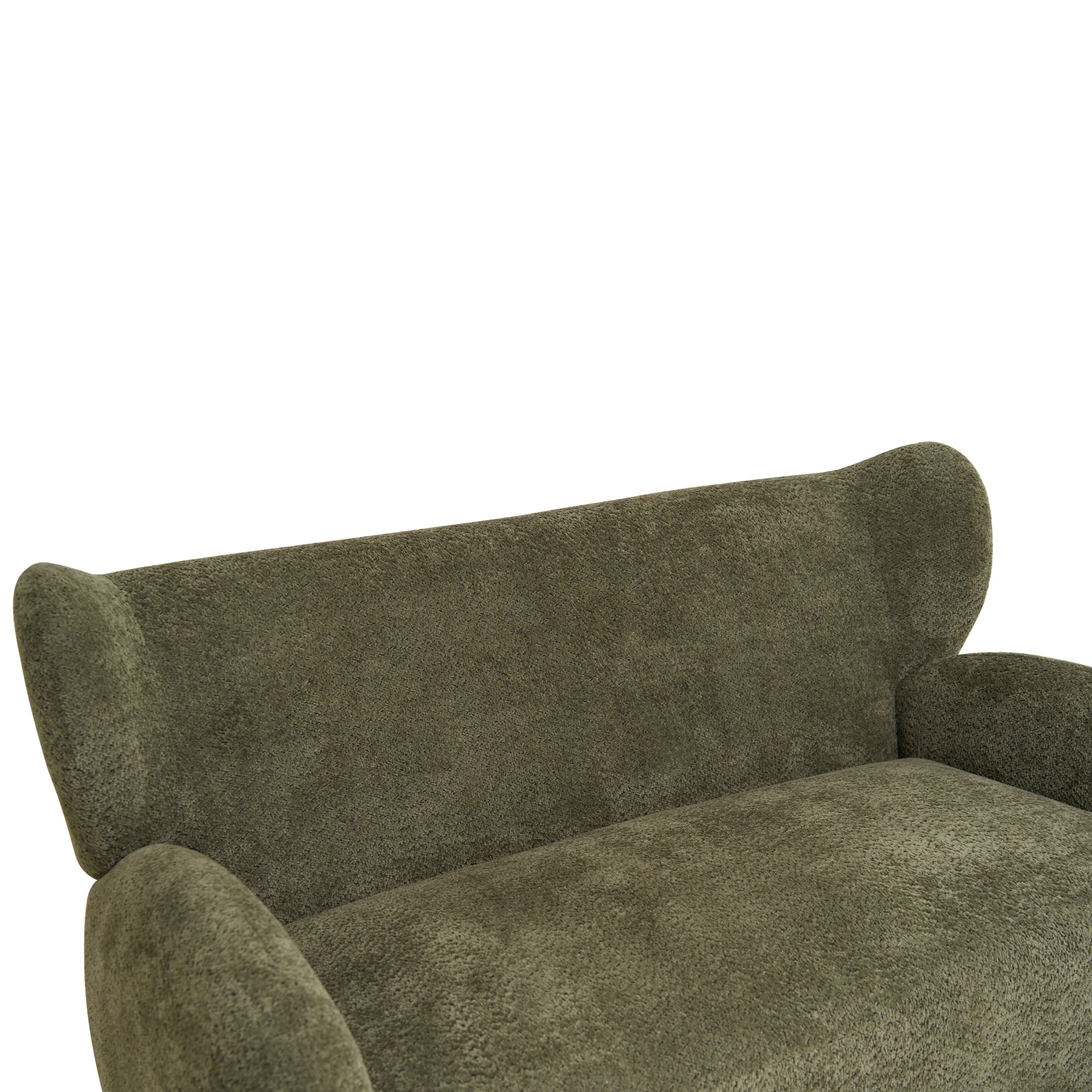 Noble House Misty Nordic 58" Loveseat Accent Chair, Curved Backrest Chenille Fabric Sofa for Living Room, Olive Green