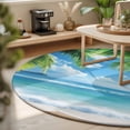 thumbnail image 3 of Round Area Rugs 4Ft, Beach Ocean Waves Non-Slip Washable Circle Rugs Carpet, Summer Tropical Palm Tree Leaves Indoor Outdoor Rug Floor Mats Throw Runner for Bedroom Living Room Bathroom, 3 of 8