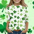 thumbnail image 2 of St. Patrick's Day Shirts For Kids Crew Neck 3/4 Sleeve Cute Print Pullover Tops Holiday Casual Trendy Tees (5-6Years, White-G), 2 of 5