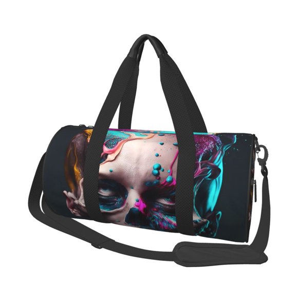 Sikiie Modern Abstract Colorful Skull B Print Duffel Bag, Travel Bag, Sports Gym Bag - Ideal for Sports, Gym, Overnight Stays