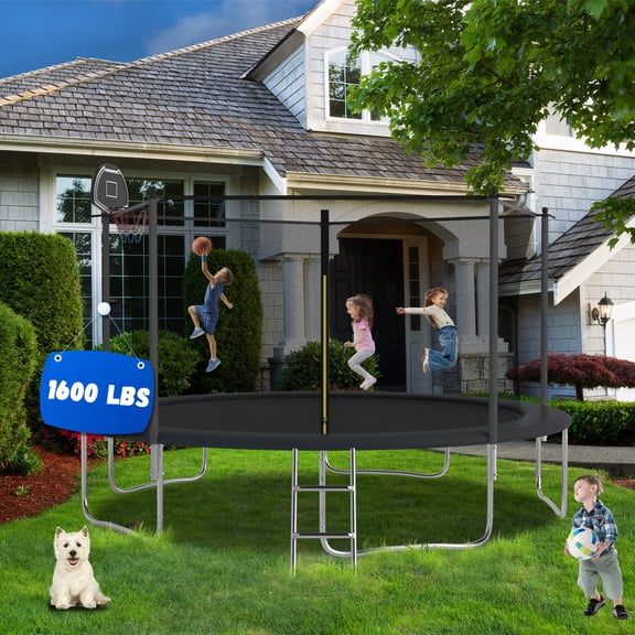Shengchao Trade 1600LBS 14FT Trampoline for Adults and Kids,Trampoline with Enclosure,Recreational Trampoline with Ladder, Heavy Duty Trampoline Capacity for 4-6 Kids