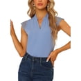 thumbnail image 1 of INSPIRE CHIC Women's Work Office V Neck Sleeveless Basic Blouse Top L Gray Blue, 1 of 7