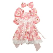 Dogs Dresses Daisy Eelgant Princess Doggie Dress with Flowers Decor Easter Day Spring Summer Small Cat Dress Clothes