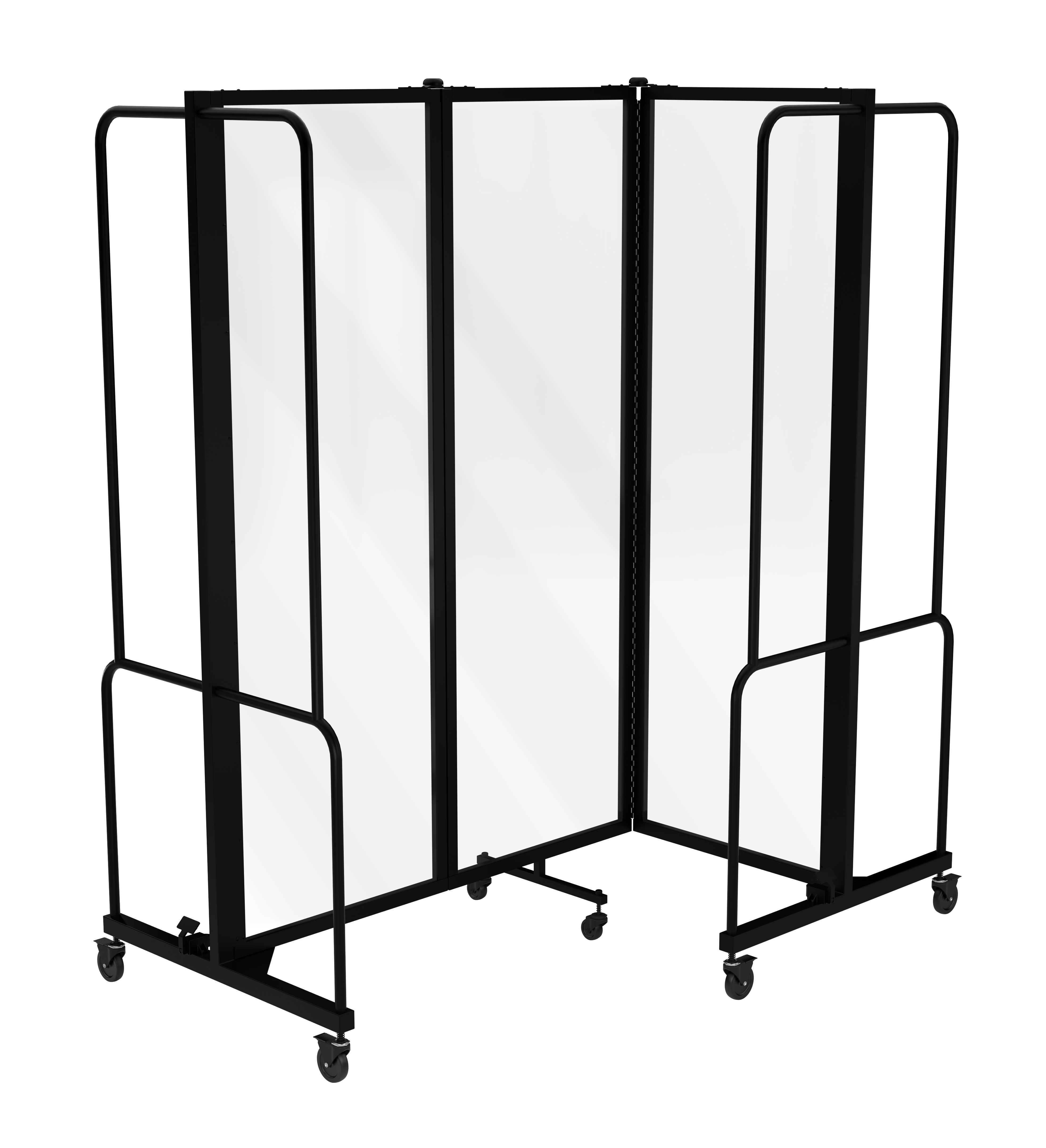 Hampden Furnishings Otis Collection Portable Room Divider, 3 Transparent Panels, Black Frame
