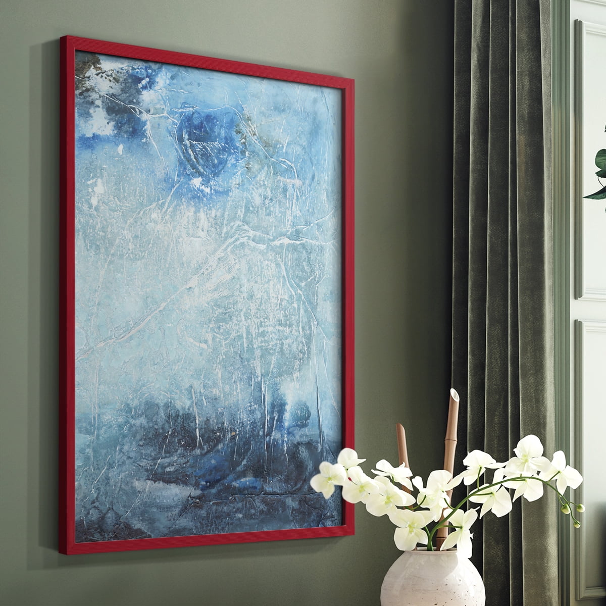 Coastal Seas IV Framed Print in Red Solid Wood Framed Print No Nail Hanging