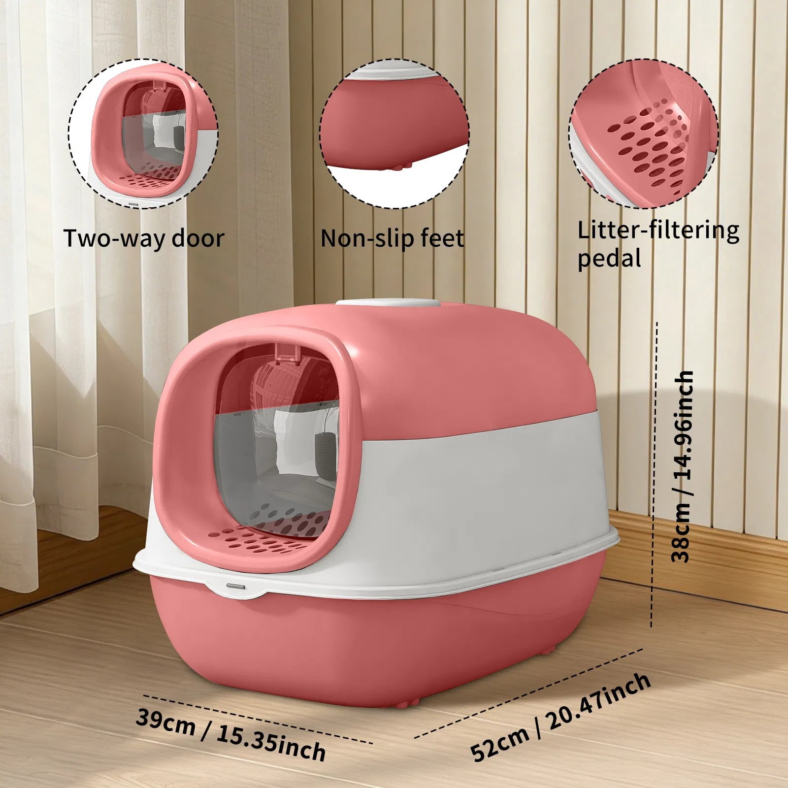 Modern Enclosed Cat Litter Box with Built-In Scoop Storage, Lightweight, Fits Indoor Home Decor