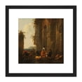 thumbnail image 1 of Berchem Ruins In Italy Cattle Painting 8X8 Inch Square Wooden Framed Wall Art Print Picture with Mount, 1 of 4