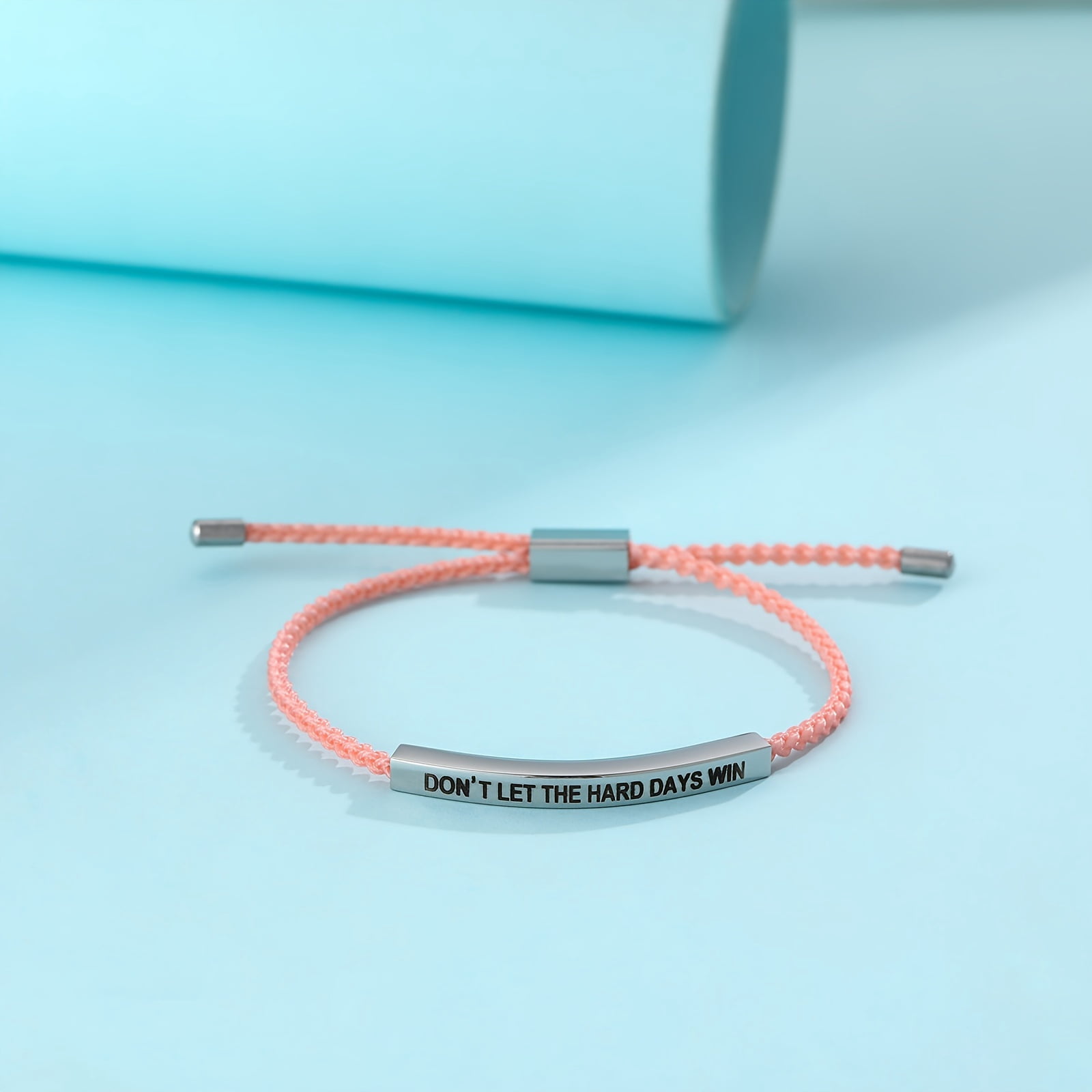 Dont Let The Hard Days Win Bracelet for Women Men Handmade Braided Adjustable Wrap Stainless Steel Tube Inspirational Bracelets Gifts for  Christmas, Halloween Gift,White-Golden