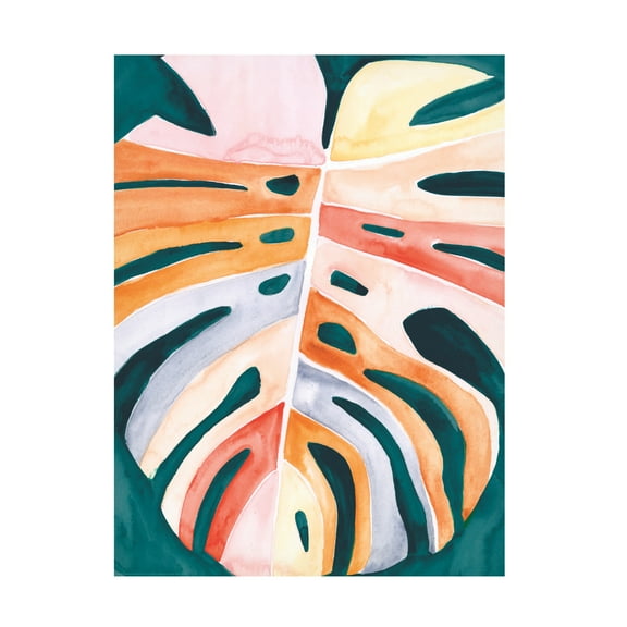 Canvas Wall Art - Jennifer Paxton Parker 'Multicolor Monstera II' Wall Art for Living Room, Bedroom, or Office Décor by Trademark Fine Art - 14 x 19 Inches