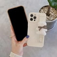 thumbnail image 6 of Cute Fluffy Plush Bear Wrist Strap Stand Solid Color Soft  for iPhone Case (White,iPhone 13 Pro), 6 of 7