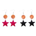 thumbnail image 5 of 2 Pairs Drop Earrings Decorative Heart Loop Triangle Star Pendant Wooden Earrings Dangle Earrings, 5 of 5