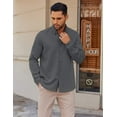 thumbnail image 3 of COOFANDY Button Down Shirt Men Casual Long Sleeve Untucked Shirts for Men Stretch Dress Shirt with Pocket, 3 of 6