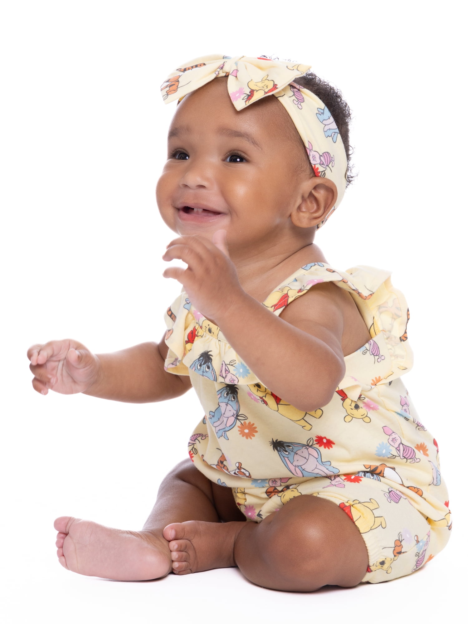 Winnie the Pooh Baby Girls Romper Set, 2-Pack, Sizes 0-24 Months
