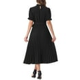 thumbnail image 3 of INSPIRE CHIC Vestido A-Line con Cuello Rizado de Manga Corta Plisado XL Negro, 3 of 6
