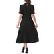 thumbnail image 3 of INSPIRE CHIC Vestido A-Line con Cuello Rizado de Manga Corta Plisado XL Negro, 3 of 6