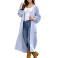 thumbnail image 4 of iHPH7 Long Cardigan Sweaters for Women Winter Clothing for Women Long Sleeve Cardigan for Women Knits Clothing Travel Sweater Women's Outerwear Loose Cardigan for Women Sky Blue XL, 4 of 9